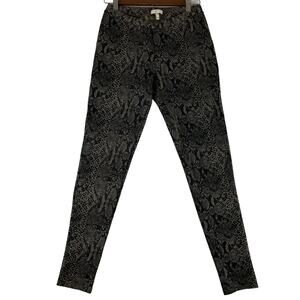 Joie Pull On Pants Womens Snakeskin Print Leggings Skinny Black Grey Size Medium